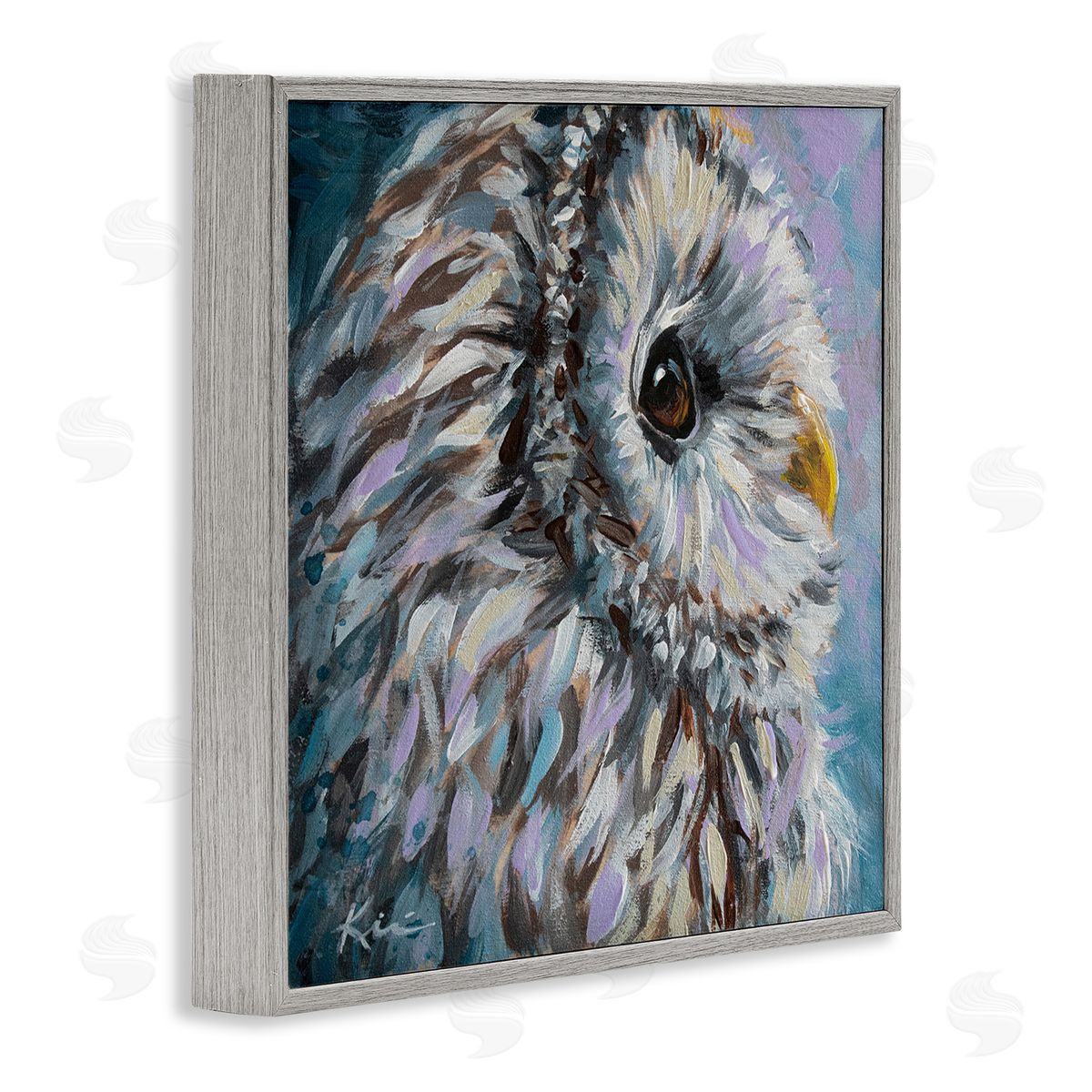 Lindsay Kivi Fine Art Barn Owl Pastel Hues Painting Gray Framed Glicee Wall Art Print