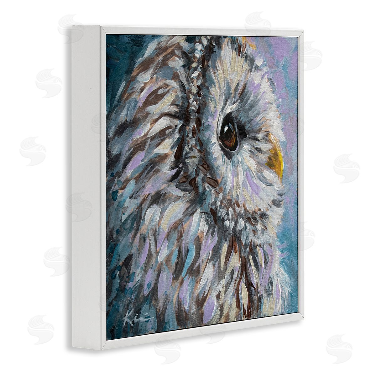 Lindsay Kivi Fine Art Barn Owl Pastel Hues Painting White Framed Glicee Wall Art Print