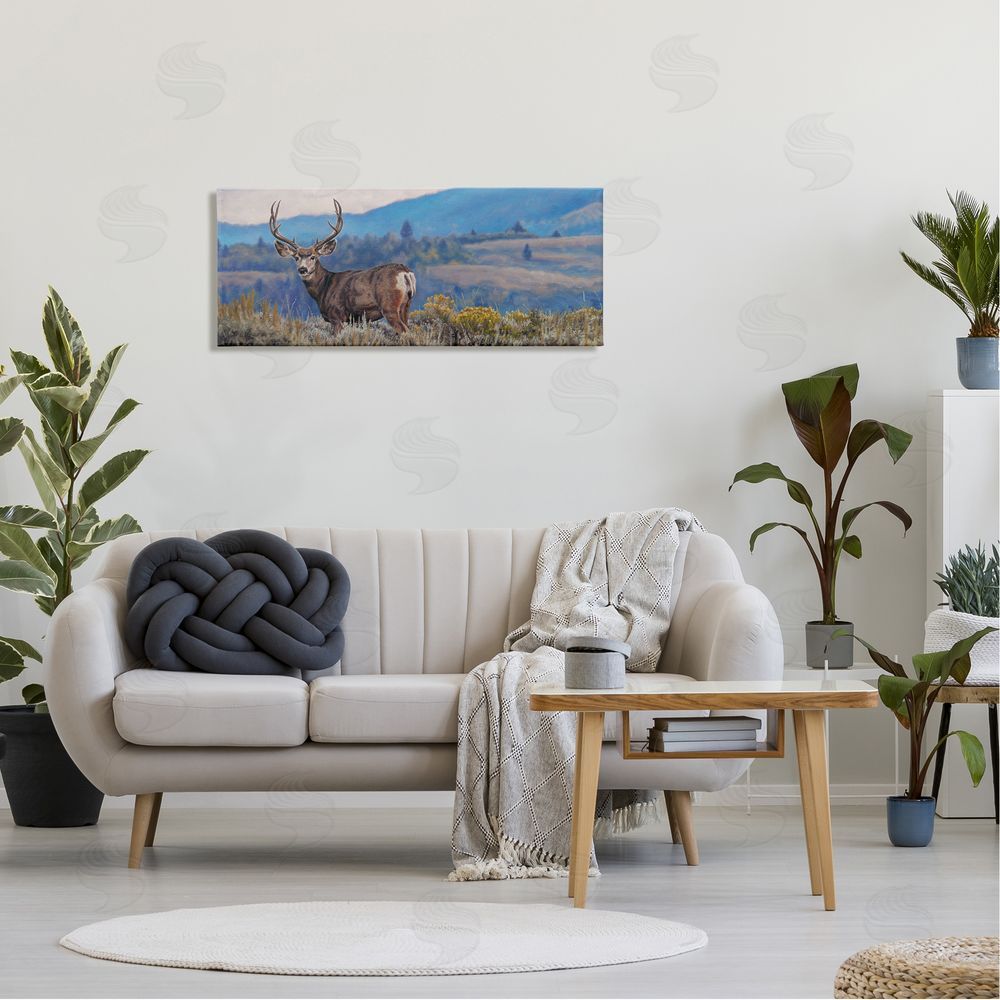 David Graham Elk Wildlife Mountain Landscape Canvas Wall Art in Room