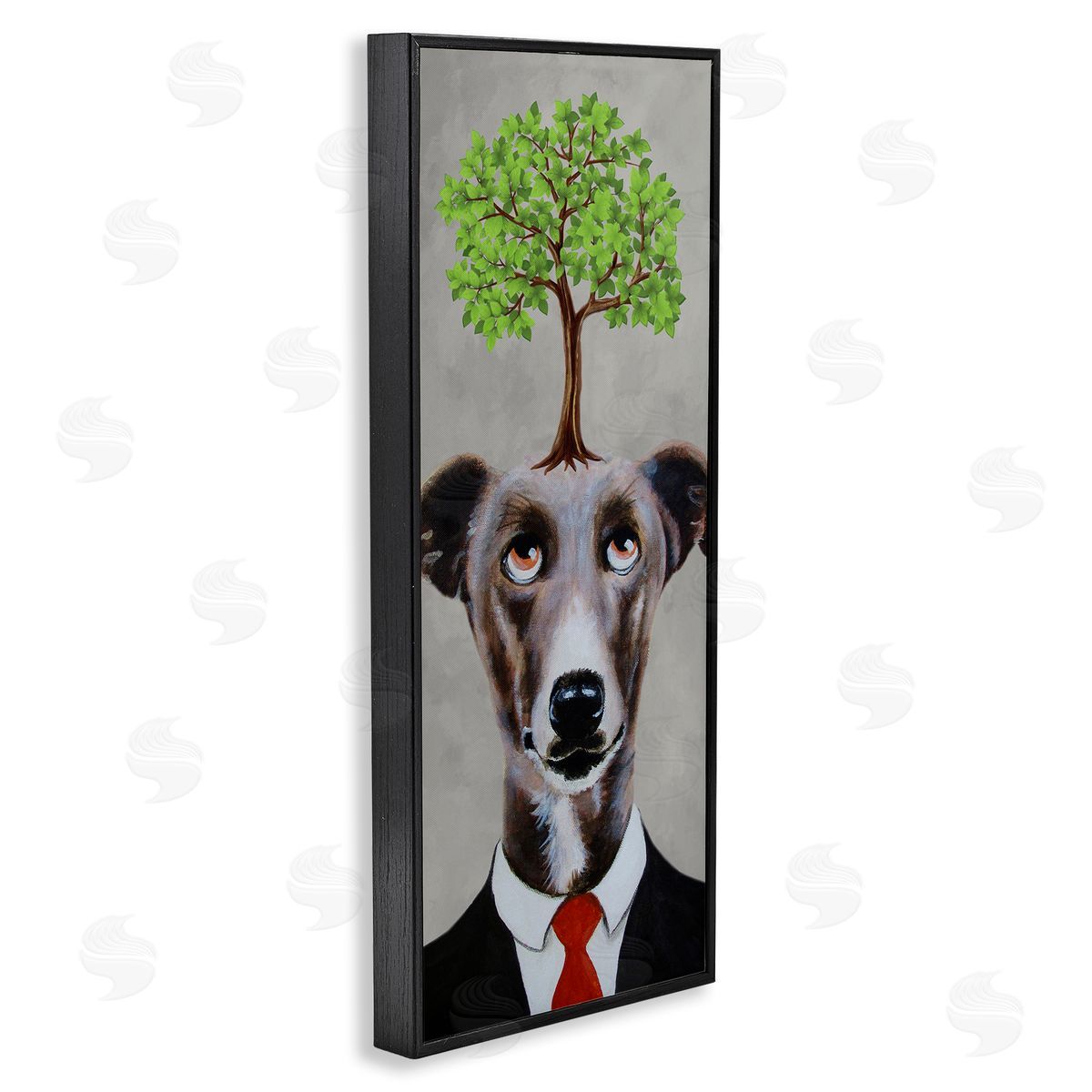 Coco de Paris Tree Growing Dog In Suit Black Framed Glicee Wall Art Print