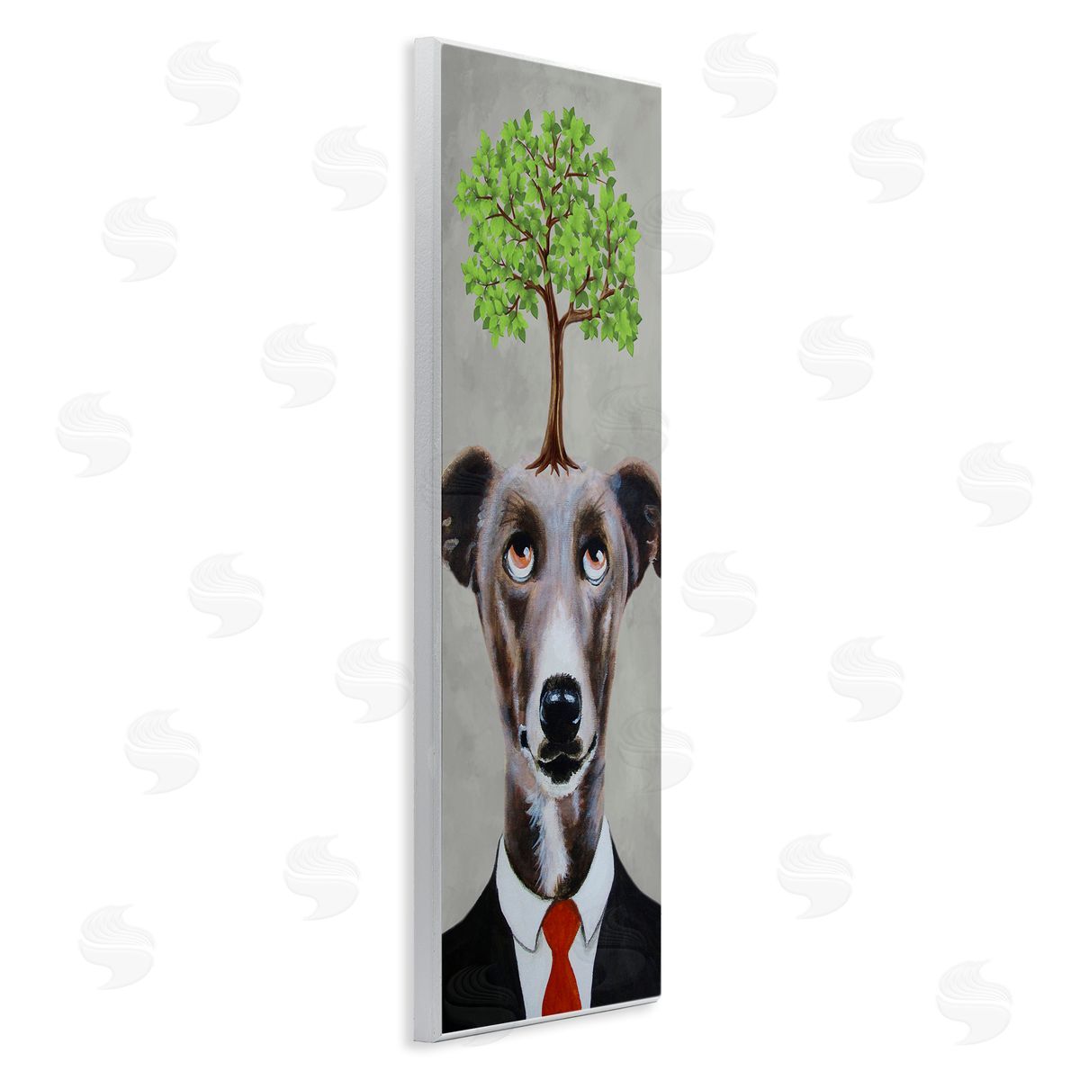 Coco de Paris Tree Growing Dog In Suit Wooden Wall Plaque Art Print