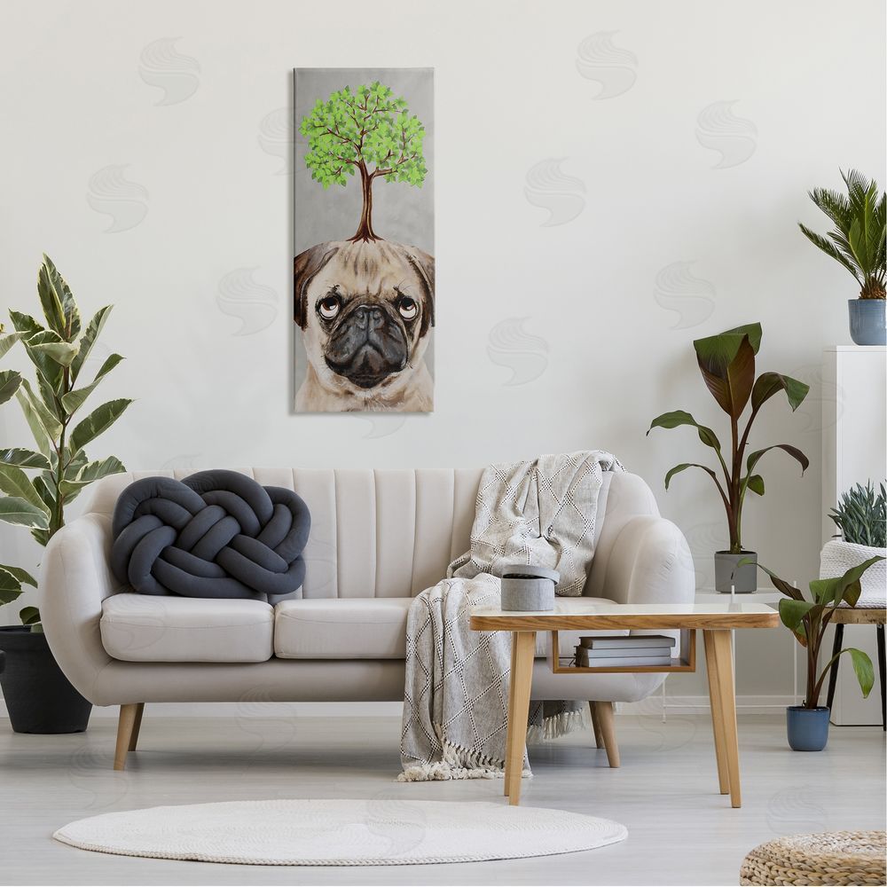 Coco de Paris Pug Growing Tree Portrait Canvas Wall Art in Room