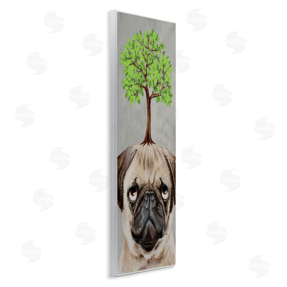 Coco de Paris Pug Growing Tree Portrait Wooden Wall Plaque Art Print