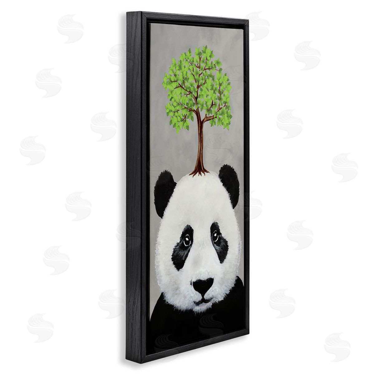 Coco de Paris Panda Bear & Tree Nature Portrait Black Floating Frame Canvas Wall Art Print
