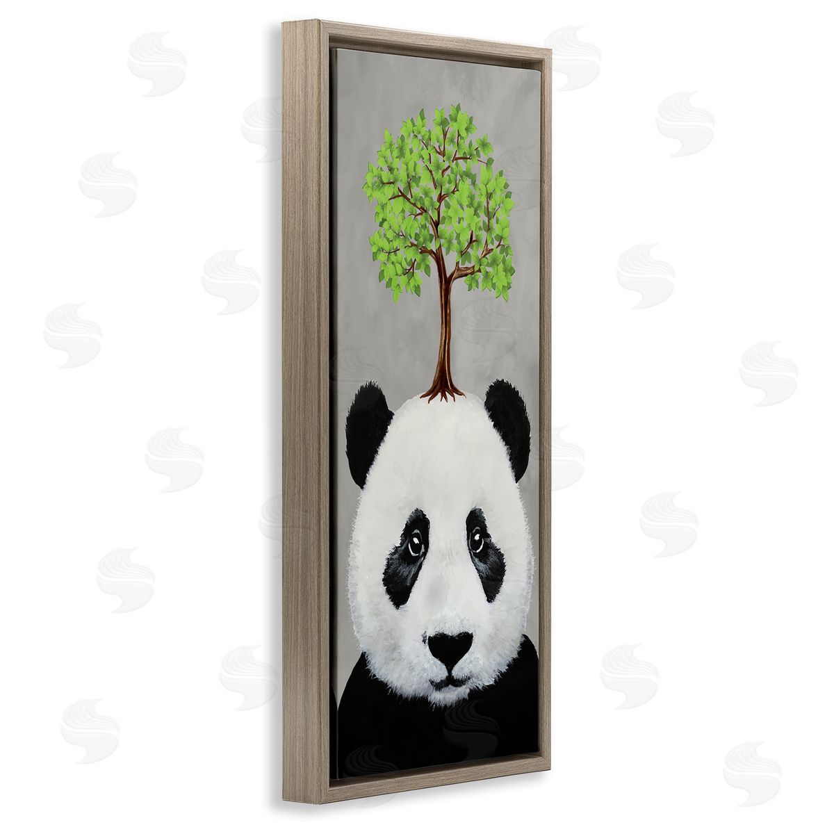 Coco de Paris Panda Bear & Tree Nature Portrait Brown Floating Frame Canvas Wall Art Print