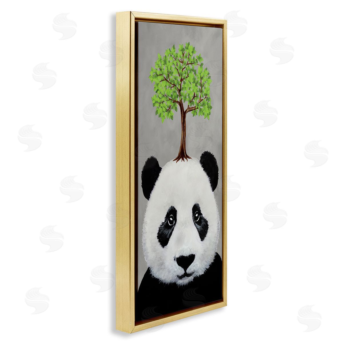 Coco de Paris Panda Bear & Tree Nature Portrait Gold Floating Frame Canvas Wall Art Print