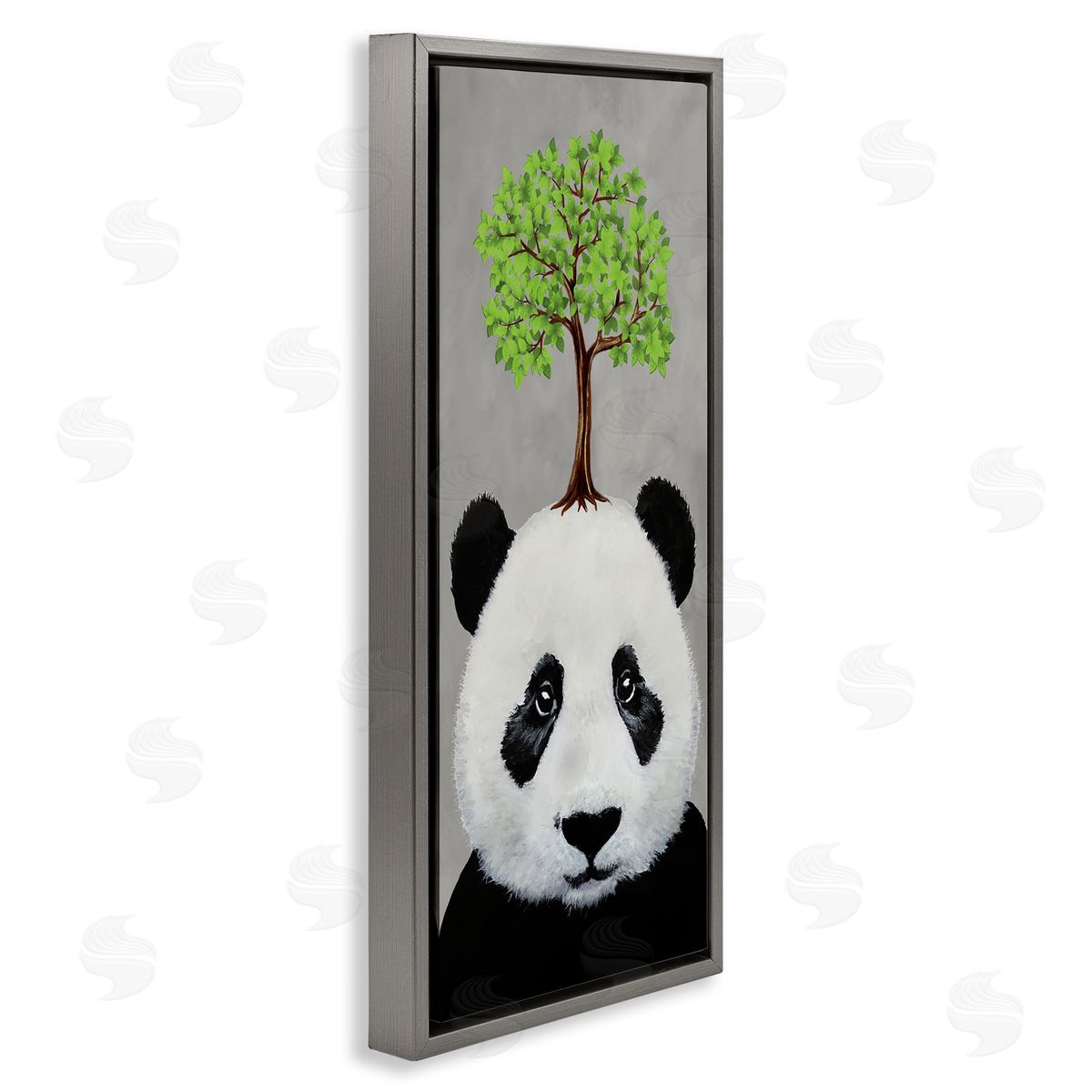 Coco de Paris Panda Bear & Tree Nature Portrait Gray Floating Frame Canvas Wall Art Print