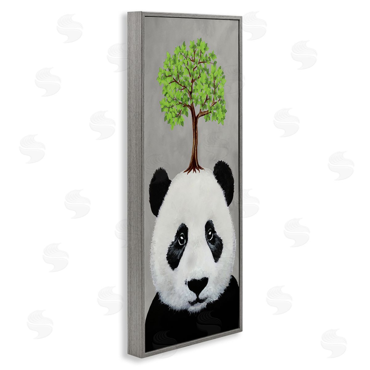 Coco de Paris Panda Bear & Tree Nature Portrait Gray Framed Glicee Wall Art Print