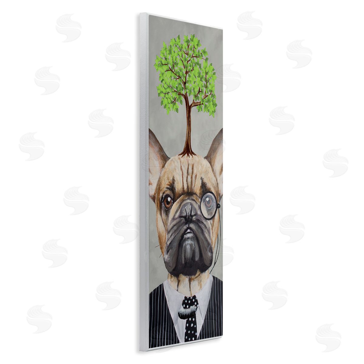 Coco de Paris Dog Wearing Suit Botanical Tree Wooden Wall Plaque Art Print