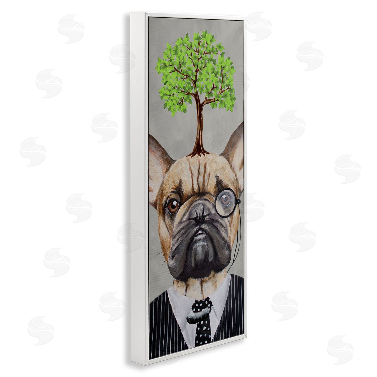 Coco de Paris Dog Wearing Suit Botanical Tree White Framed Glicee Wall Art Print
