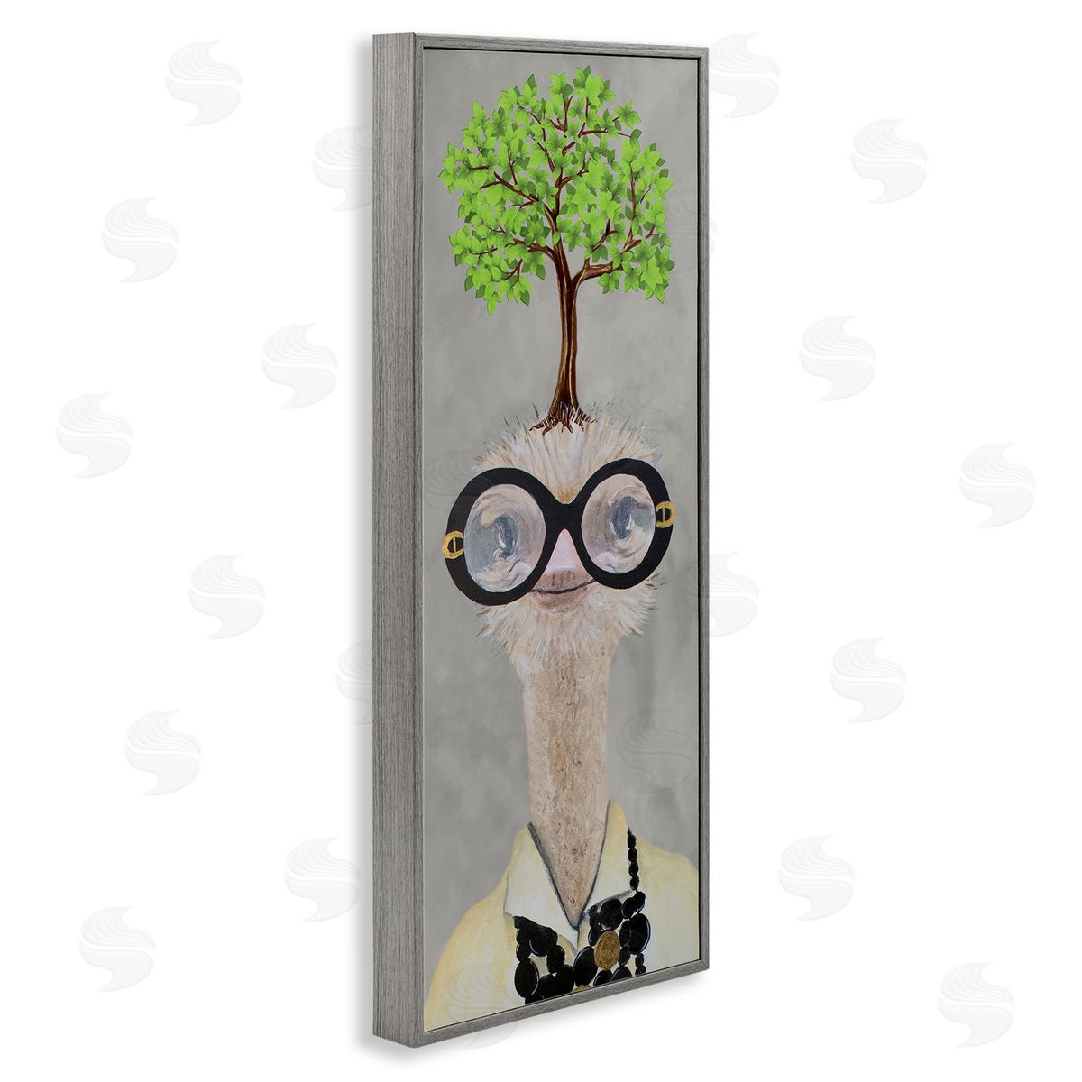 Coco de Paris Vintage Ostrich Fashion Tree Gray Framed Glicee Wall Art Print