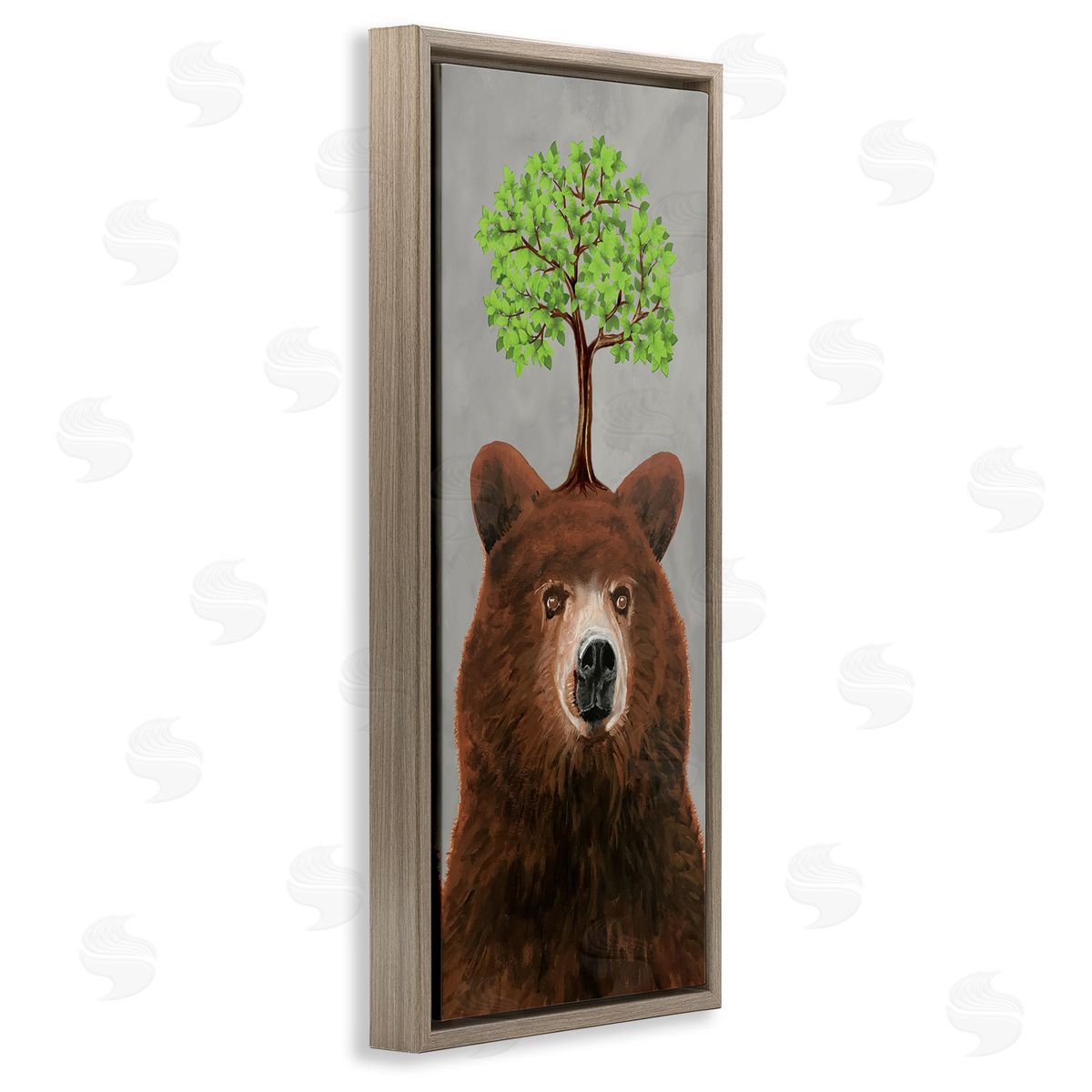 Coco de Paris Modern Bear Tree Growing Brown Floating Frame Canvas Wall Art Print