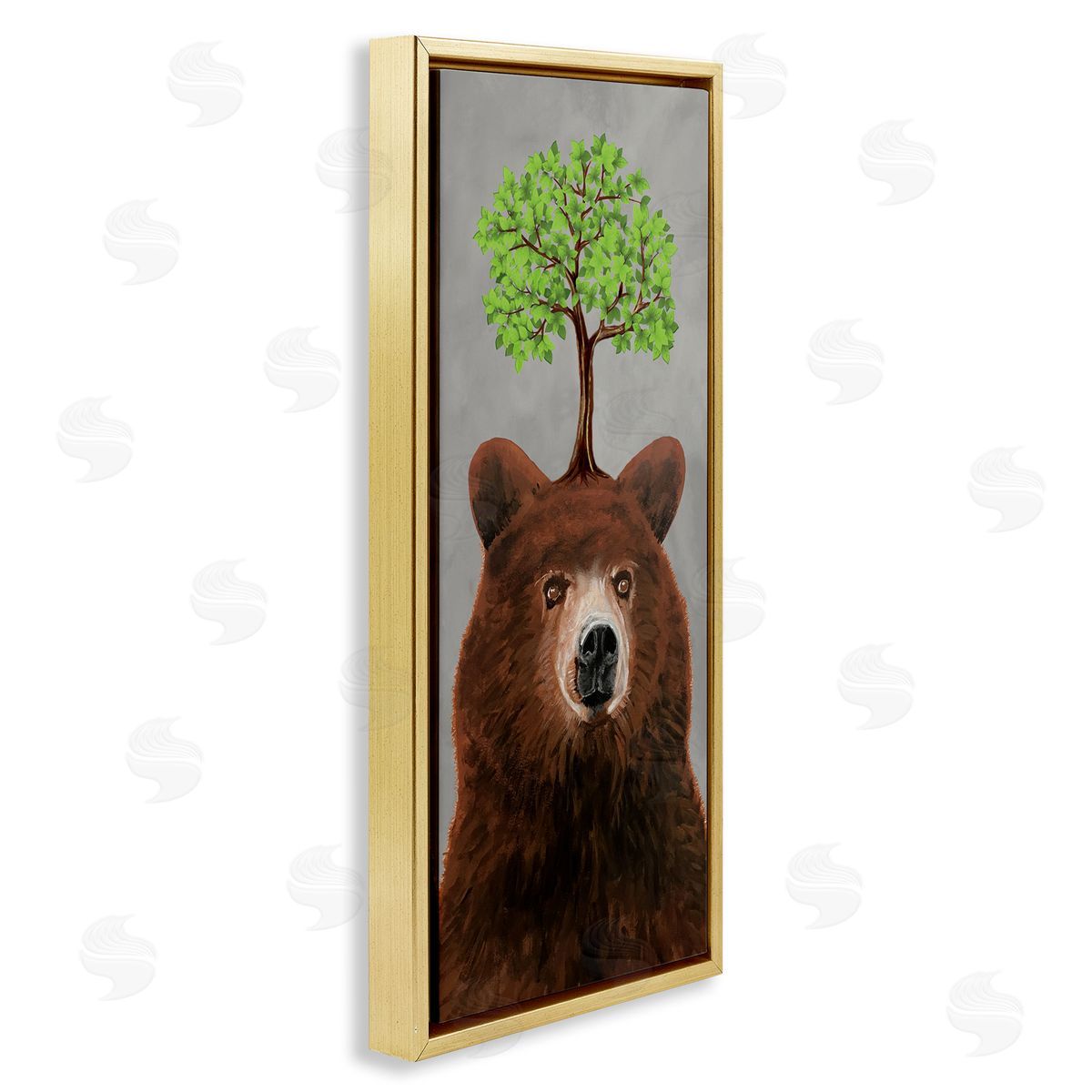 Coco de Paris Modern Bear Tree Growing Gold Floating Frame Canvas Wall Art Print