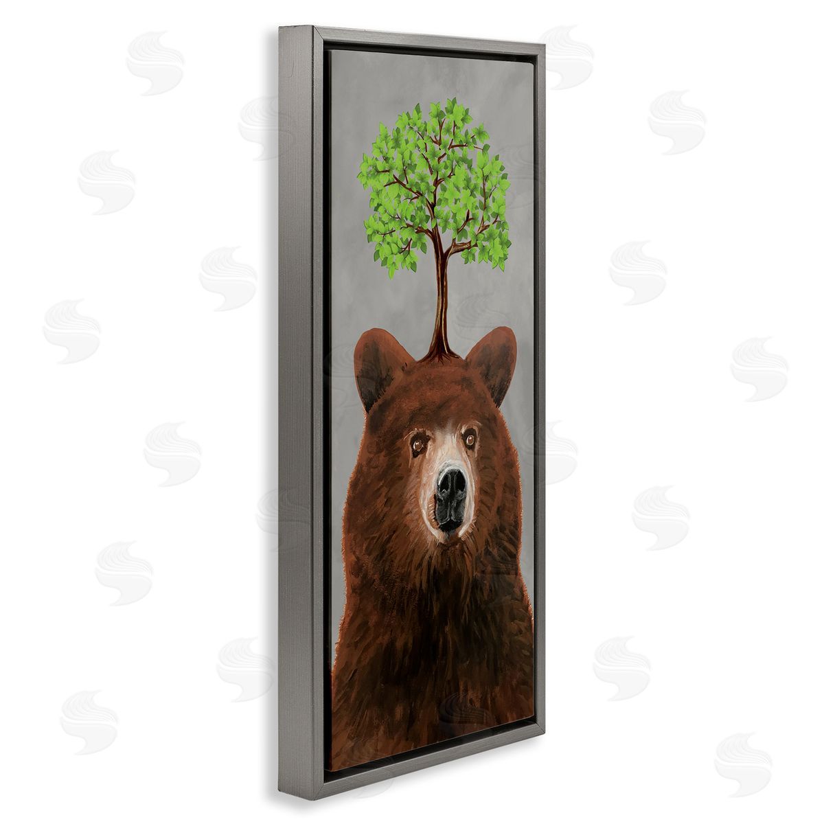 Coco de Paris Modern Bear Tree Growing Gray Floating Frame Canvas Wall Art Print