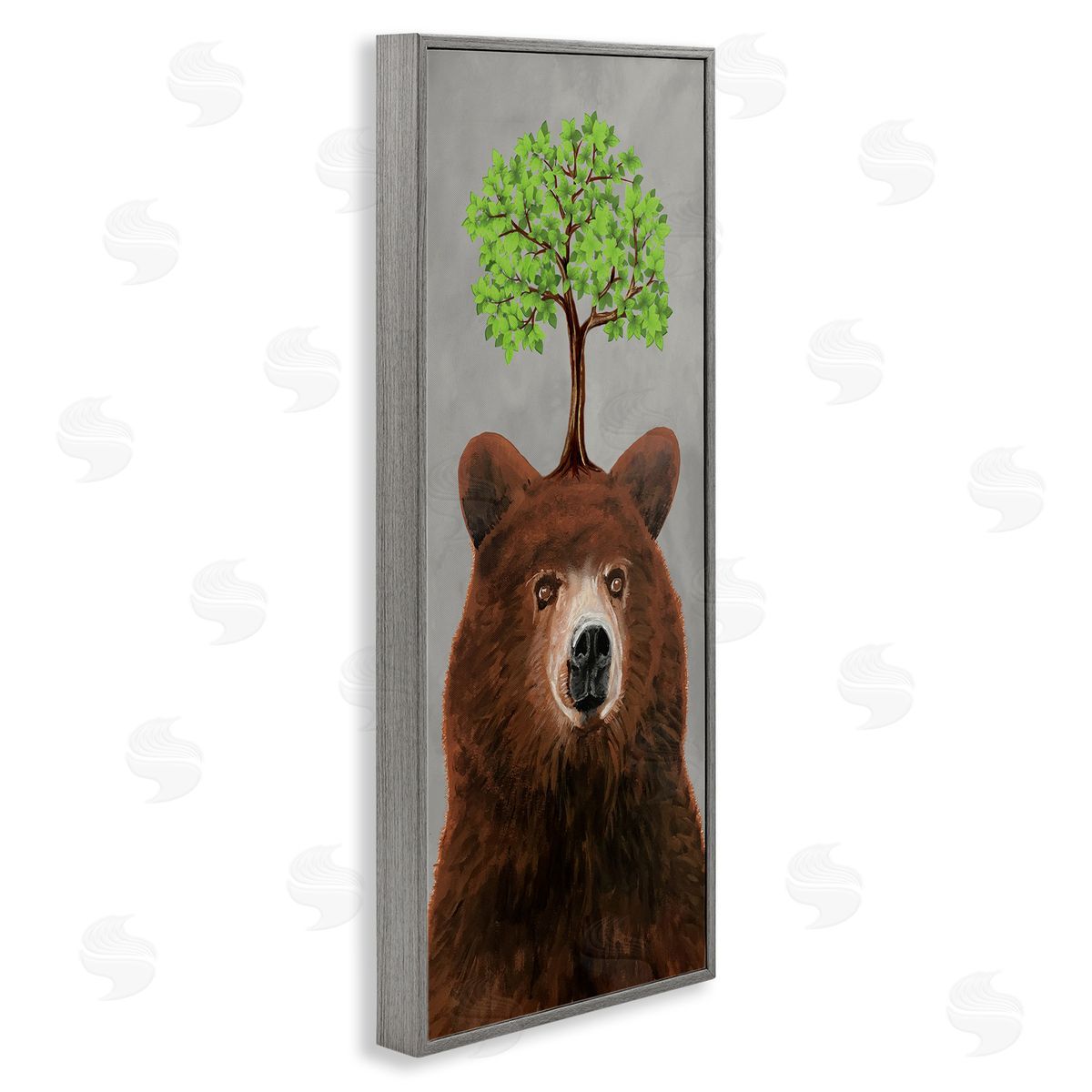 Coco de Paris Modern Bear Tree Growing Gray Framed Glicee Wall Art Print