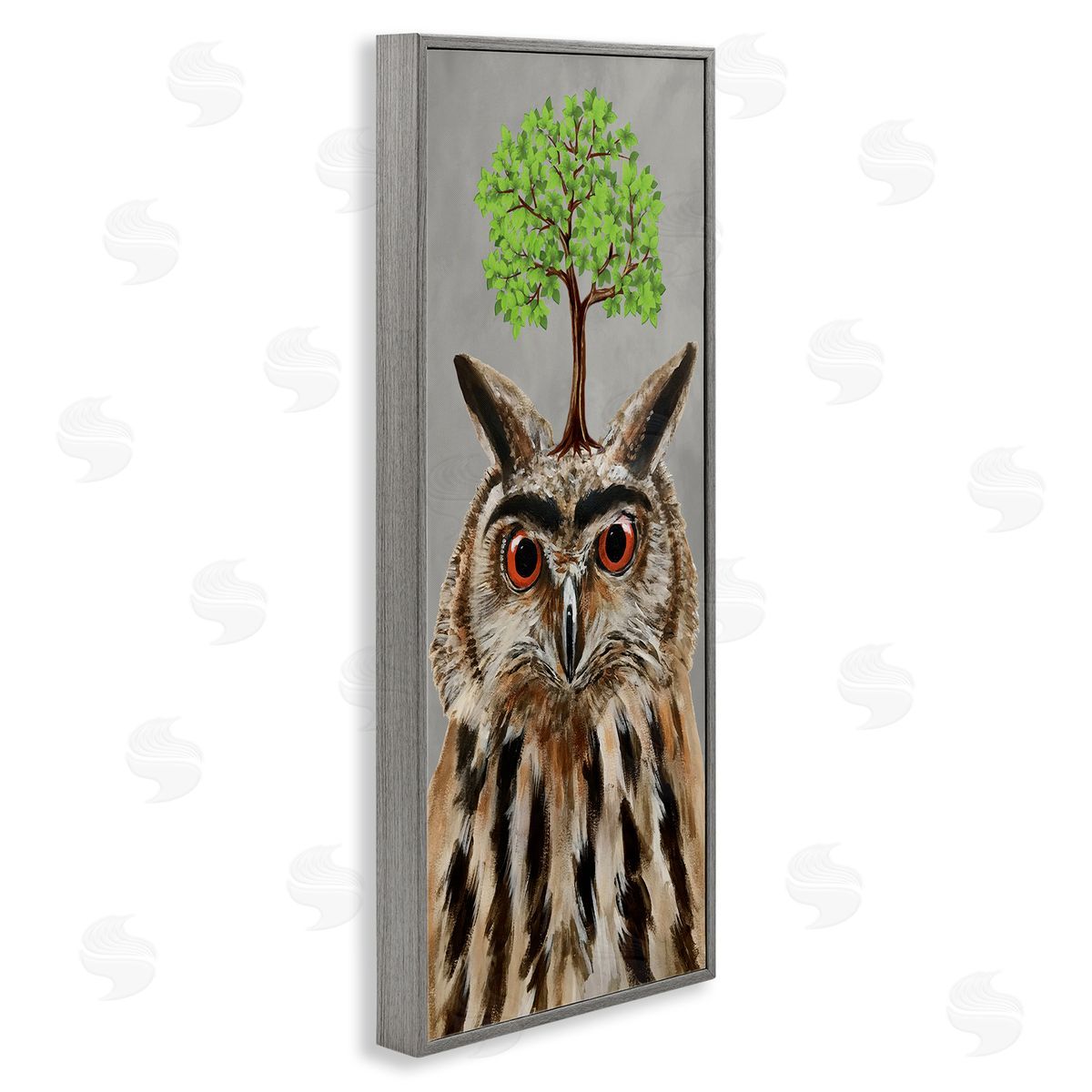 Coco de Paris Owl Tree Growing Wildlife Gray Framed Glicee Wall Art Print