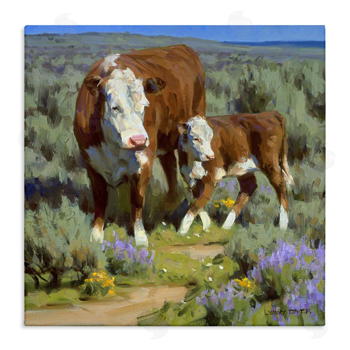 Jimmy Dyer Cattle In Lush Countryside Pasture Stretched Canvas Wall Art Print