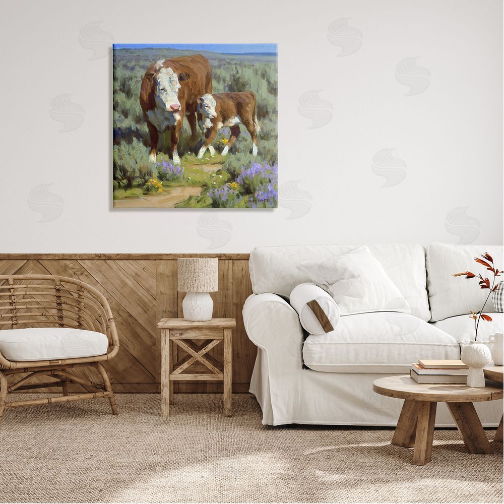 Jimmy Dyer Cattle In Lush Countryside Pasture Canvas Wall Art in Room
