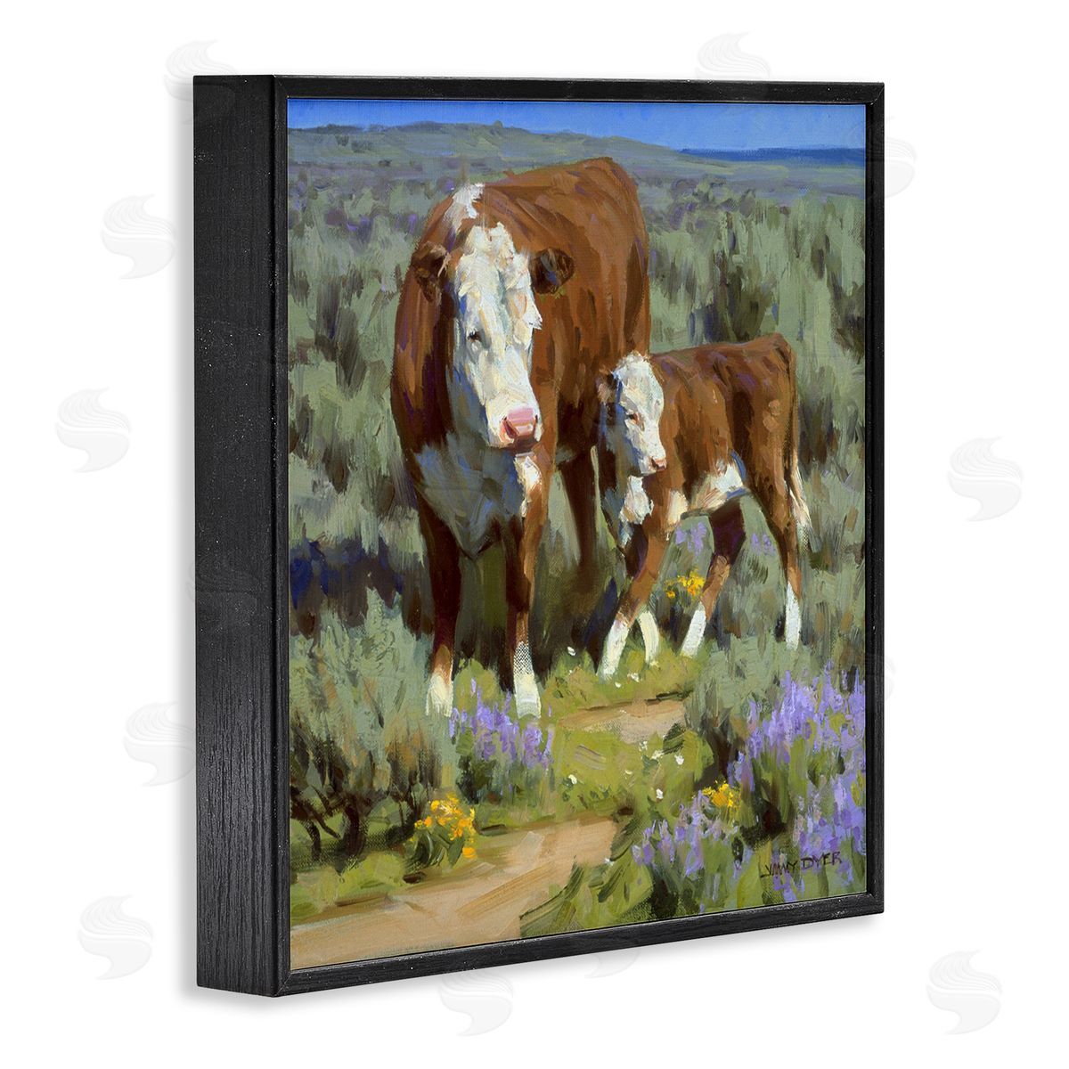 Jimmy Dyer Cattle In Lush Countryside Pasture Black Framed Glicee Wall Art Print