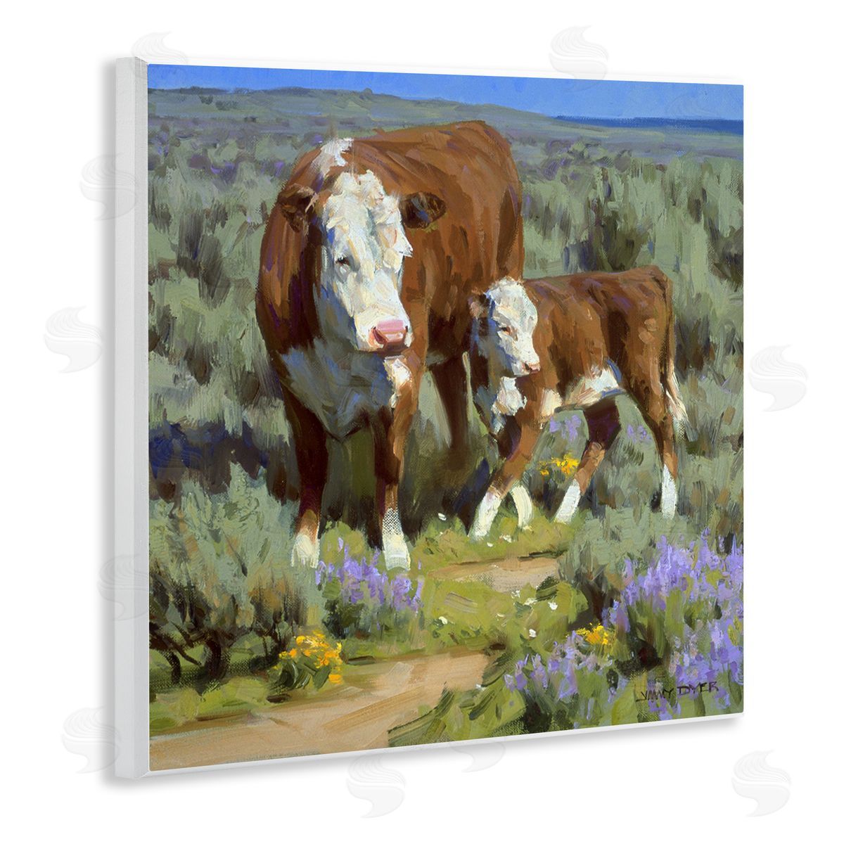 Jimmy Dyer Cattle In Lush Countryside Pasture Wooden Wall Plaque Art Print