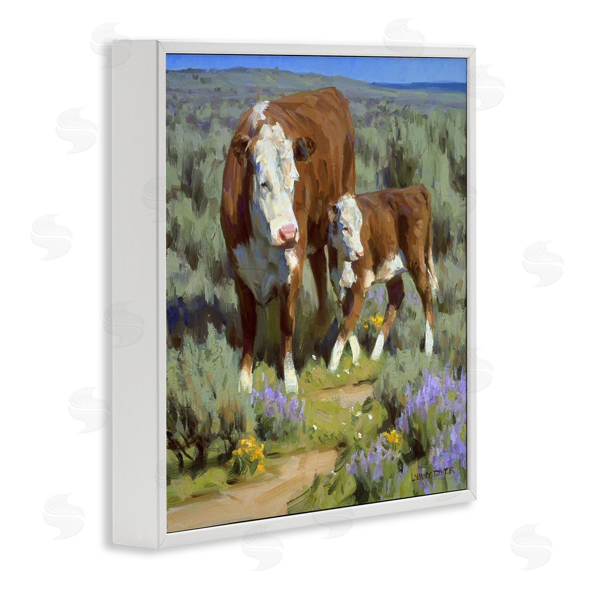 Jimmy Dyer Cattle In Lush Countryside Pasture White Framed Glicee Wall Art Print