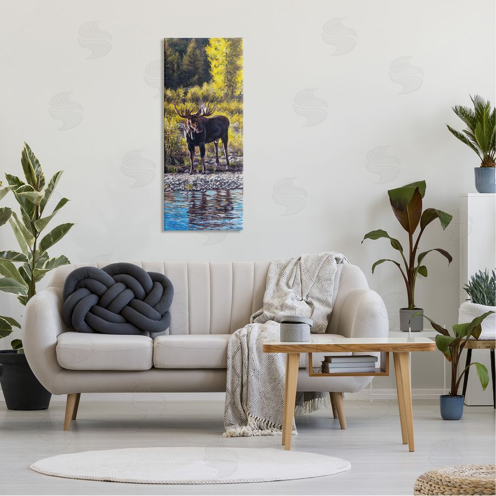 David Graham Early Summer Moose At Lake Canvas Wall Art in Room