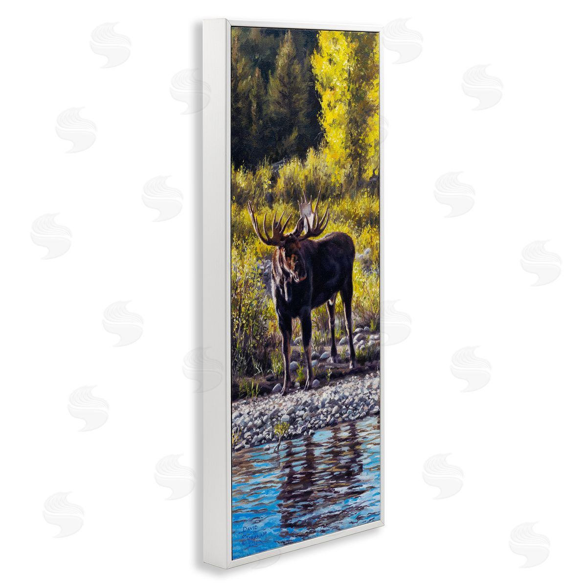 David Graham Early Summer Moose At Lake White Framed Glicee Wall Art Print