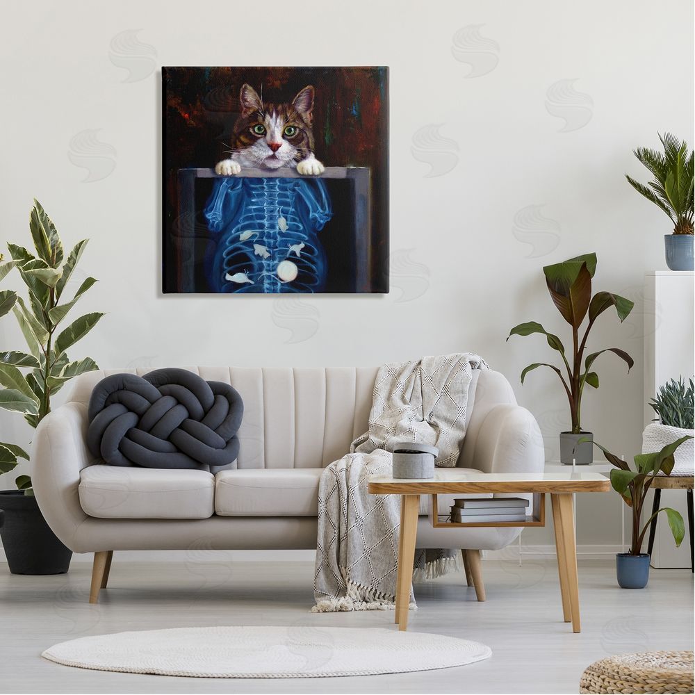 Lucia Heffernan Funny Cat X-Ray Mice Canvas Wall Art in Room