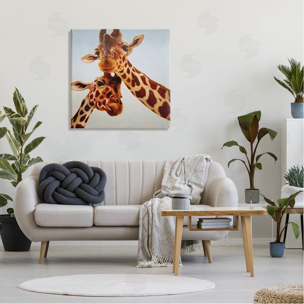 Lucia Heffernan Happy Giraffe Duo Portrait Canvas Wall Art in Room