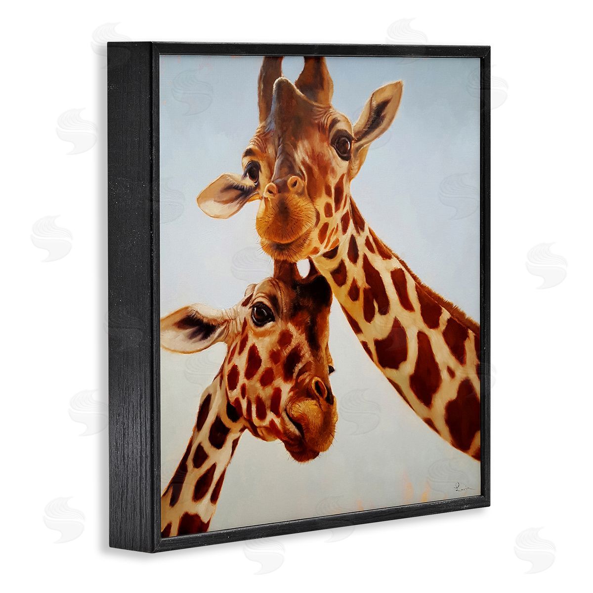 Lucia Heffernan Happy Giraffe Duo Portrait Black Framed Glicee Wall Art Print