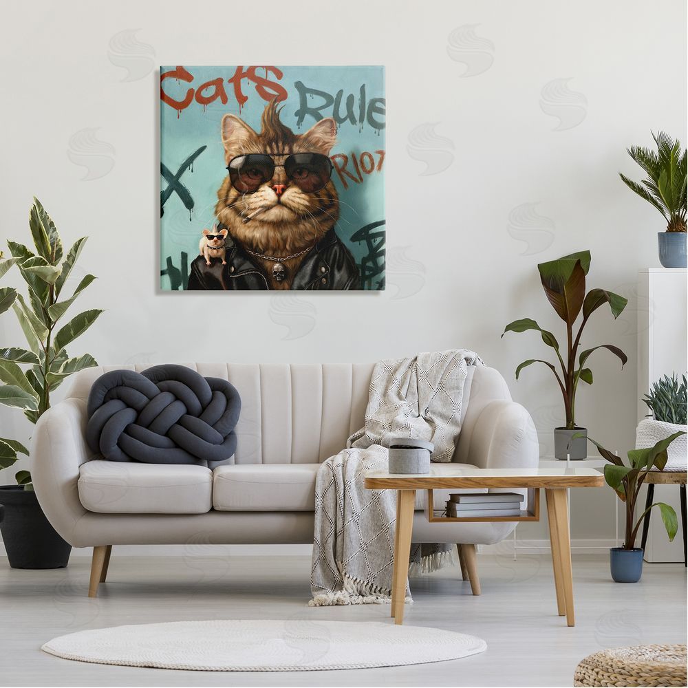 Lucia Heffernan Cats Rule Graffiti Urban Animals Canvas Wall Art in Room
