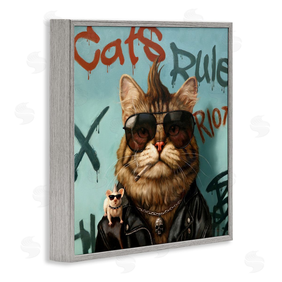 Lucia Heffernan Cats Rule Graffiti Urban Animals Gray Framed Glicee Wall Art Print