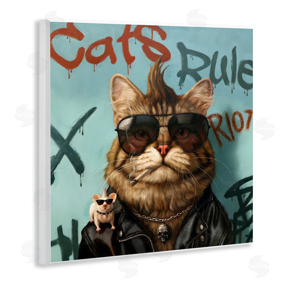 Lucia Heffernan Cats Rule Graffiti Urban Animals Wooden Wall Plaque Art Print