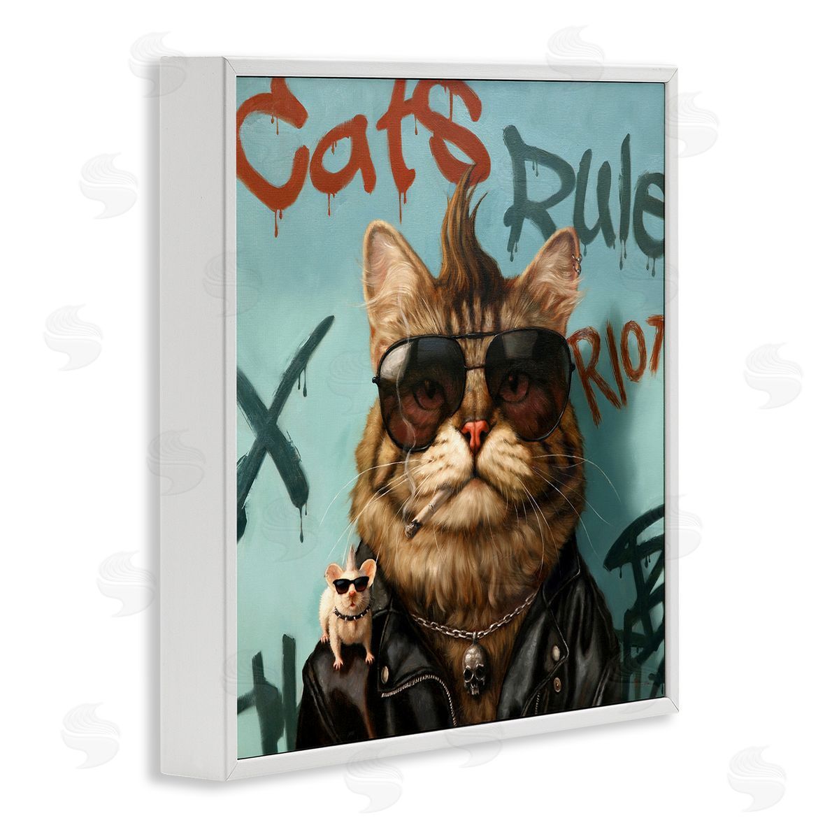 Lucia Heffernan Cats Rule Graffiti Urban Animals White Framed Glicee Wall Art Print