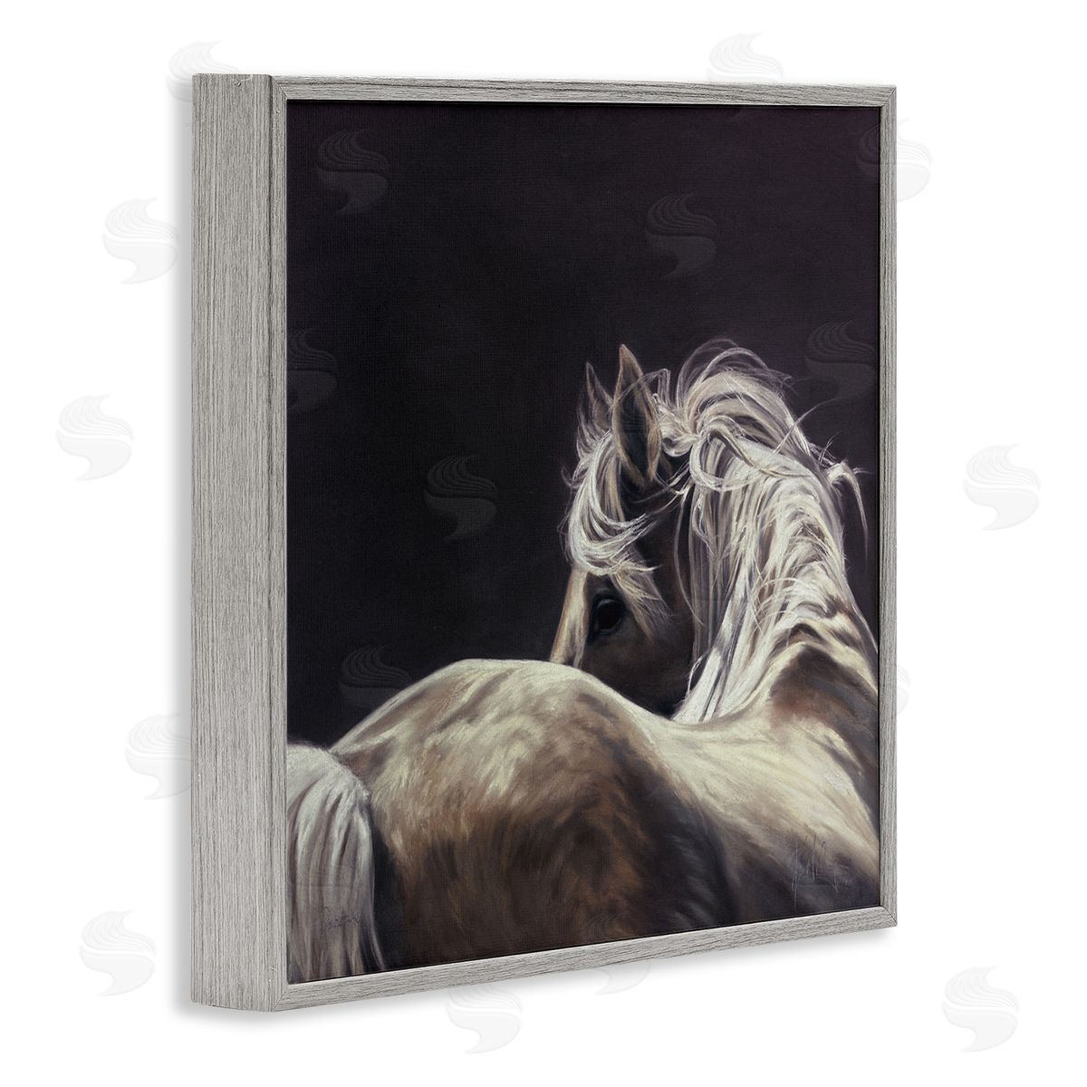Kim McElroy Windblown Horse Mane Portrait Gray Framed Glicee Wall Art Print