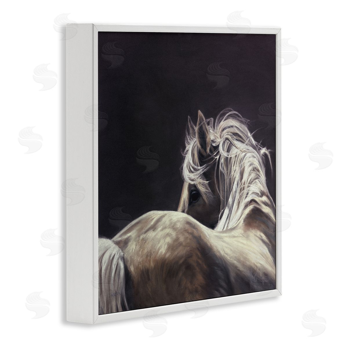 Kim McElroy Windblown Horse Mane Portrait White Framed Glicee Wall Art Print