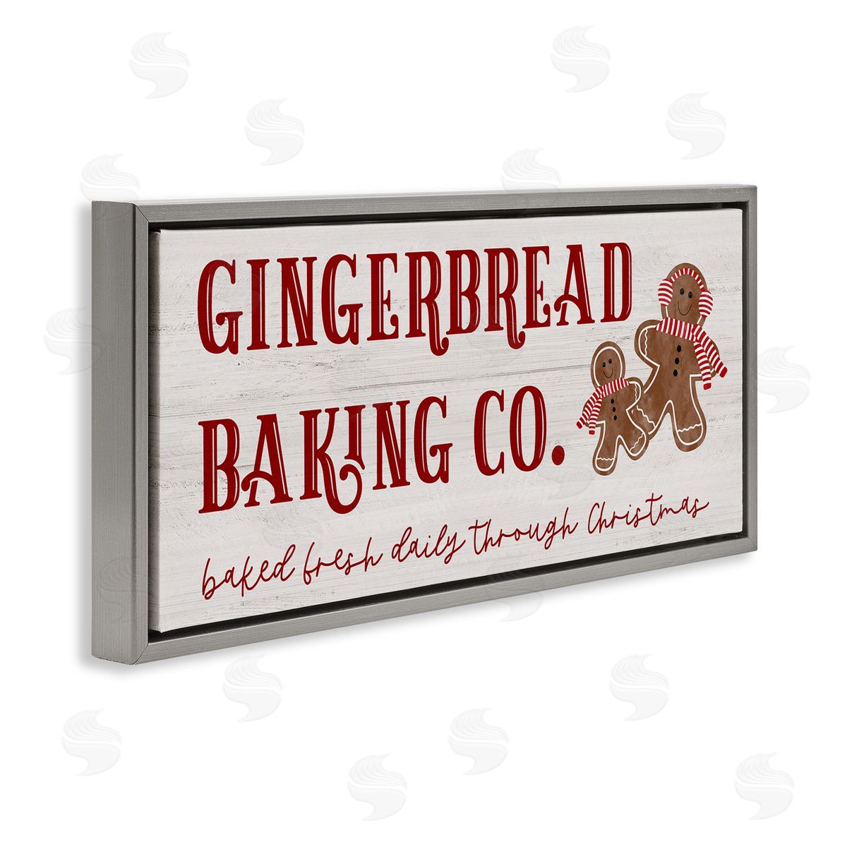 Natalie Carpentieri Gingerbread Baking Co Holiday Gray Floating Frame Canvas Wall Art Print