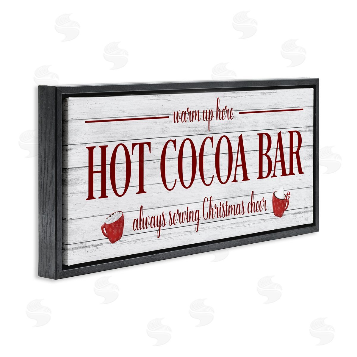 Hot Cocoa Bar Winter Beverage Black Floating Frame Canvas Wall Art, Home Decor by Natalie Carpentieri