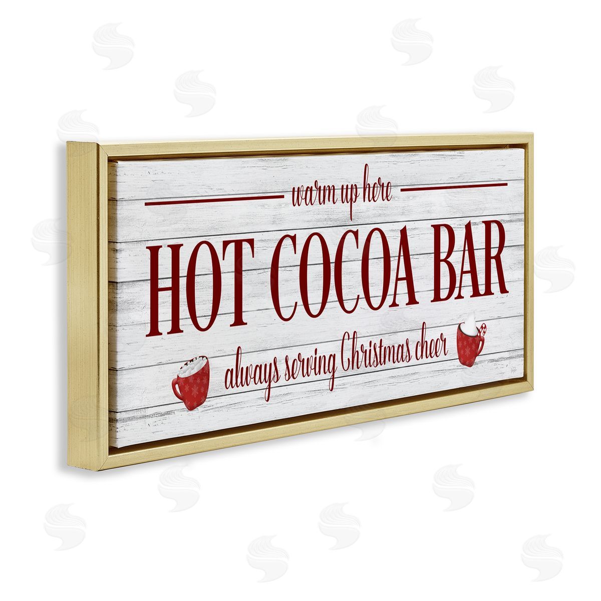 Hot Cocoa Bar Winter Beverage Gold Floating Frame Canvas Wall Art, Home Decor by Natalie Carpentieri