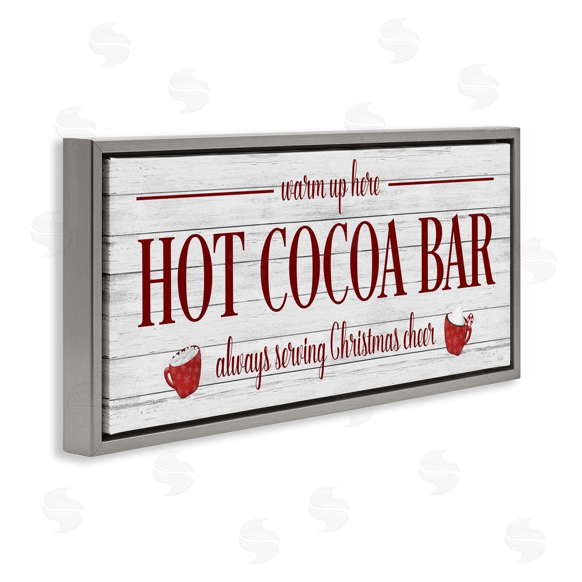 Hot Cocoa Bar Winter Beverage Grey Floating Frame Canvas Wall Art, Home Decor by Natalie Carpentieri