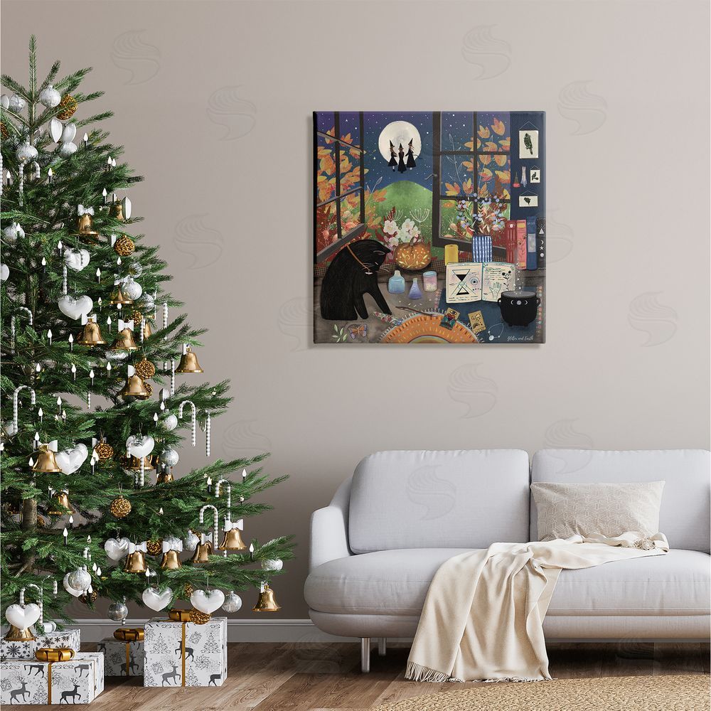 Jacqueline Wild Halloween Witches Autumn Moon Canvas Wall Art in Room