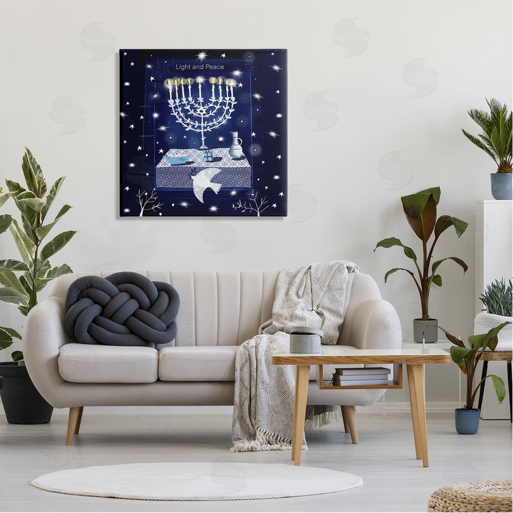 Susse Linton Light & Peace Menorah Stars Canvas Wall Art in Room