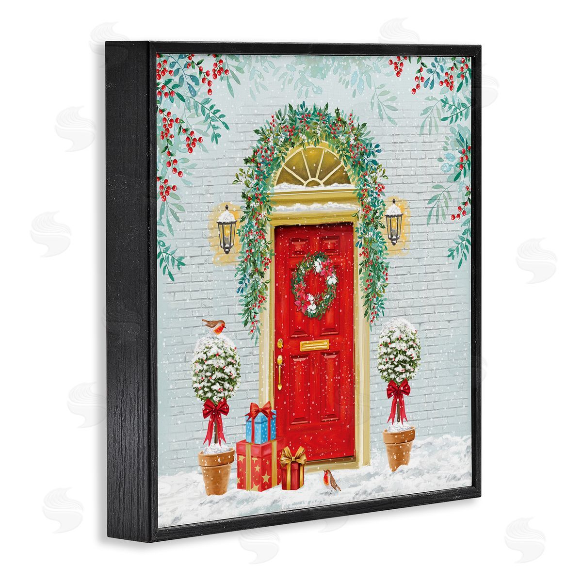 Jane Sunner Winter Doorway Christmas Gifts Black Framed Glicee Wall Art Print