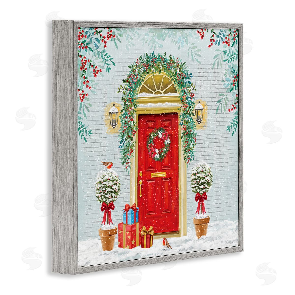 Jane Sunner Winter Doorway Christmas Gifts Gray Framed Glicee Wall Art Print