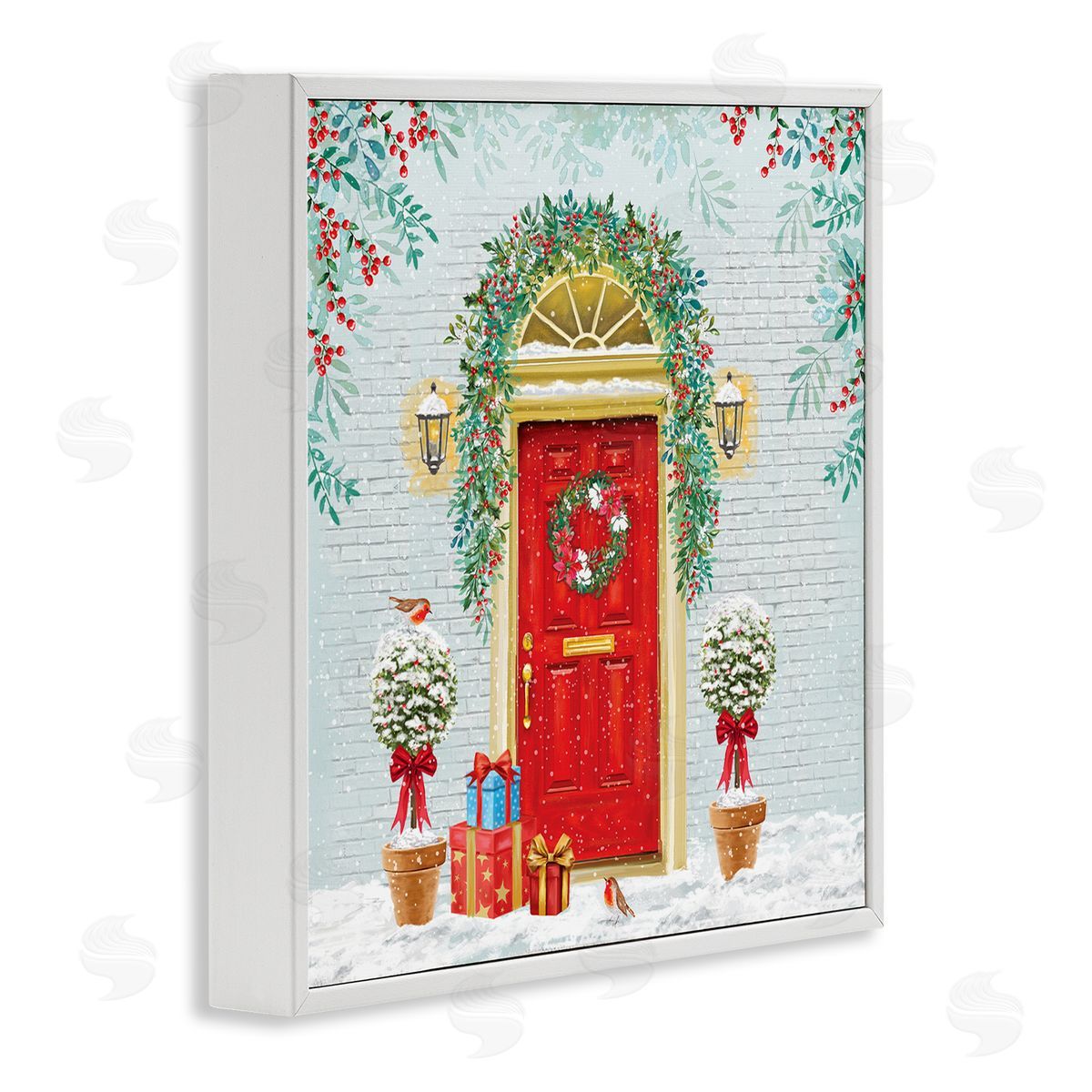 Jane Sunner Winter Doorway Christmas Gifts White Framed Glicee Wall Art Print