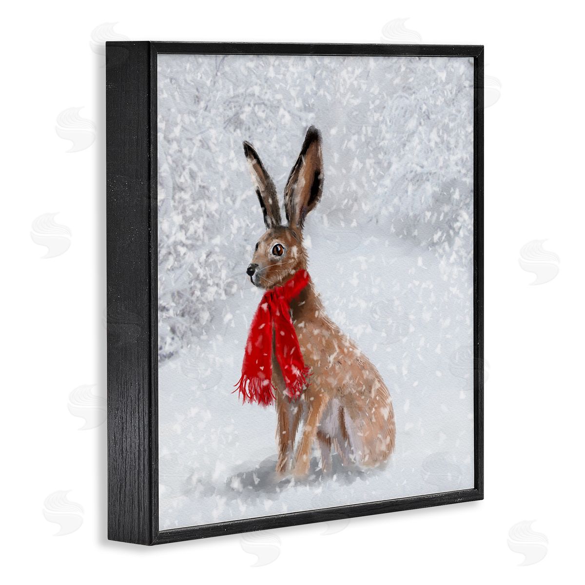 Lemon & Sugar Winter Rabbit Scarf Landscape Black Framed Glicee Wall Art Print
