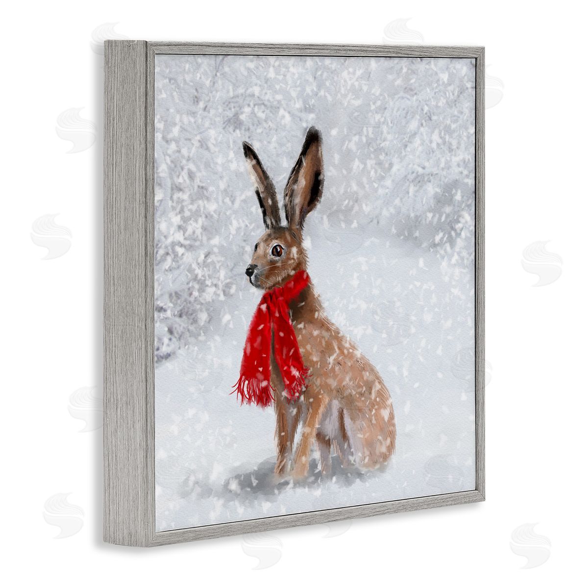 Lemon & Sugar Winter Rabbit Scarf Landscape Gray Framed Glicee Wall Art Print