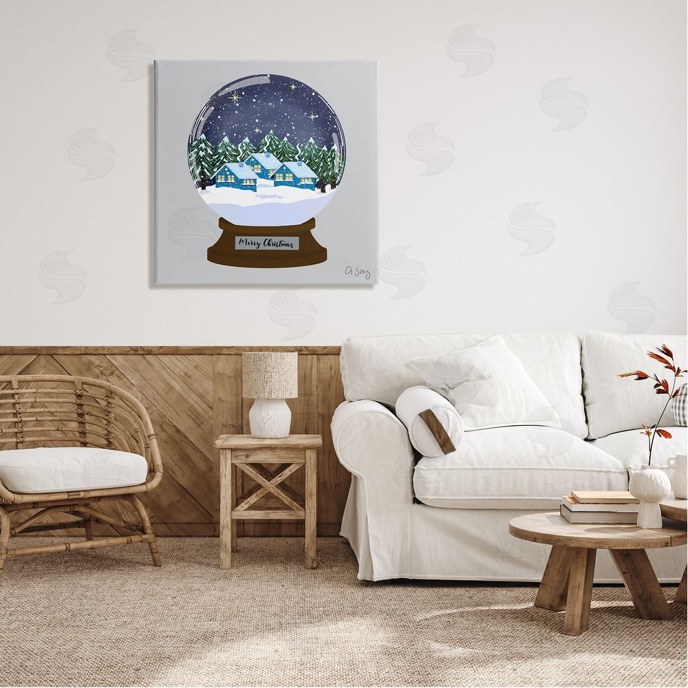 Ale Saiz Studio Merry Christmas Winter Snow Globe Canvas Wall Art in Room