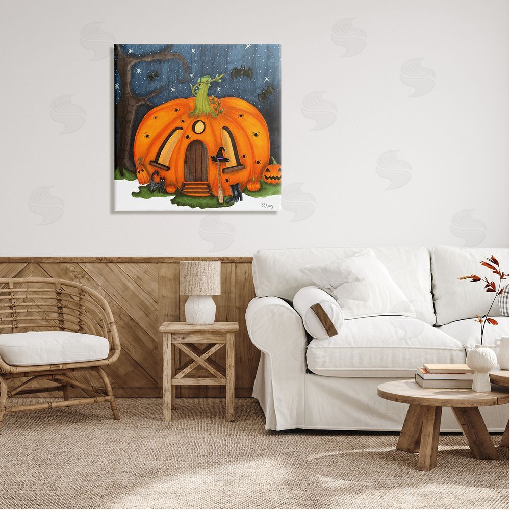 Ale Saiz Studio Pumpkin House In Woods Canvas Wall Art in Room