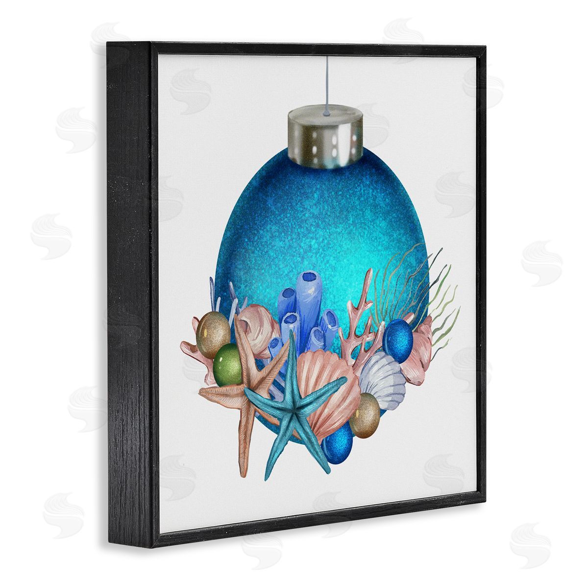Ziwei Li Nautical Sea Life Holiday Ornament Black Framed Glicee Wall Art Print
